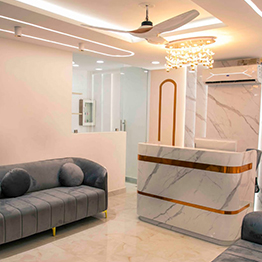 Plush sofas, waiting area, patient comfort, relaxed environment